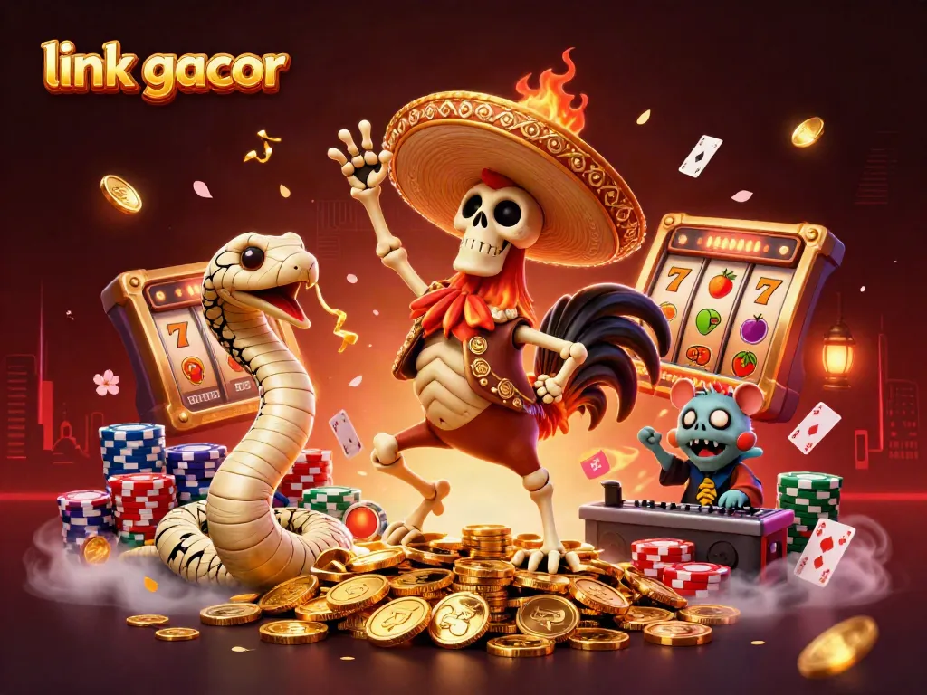 Experience thrilling wins at link gacor with vibrant characters and casino elements in a colorful scene.
